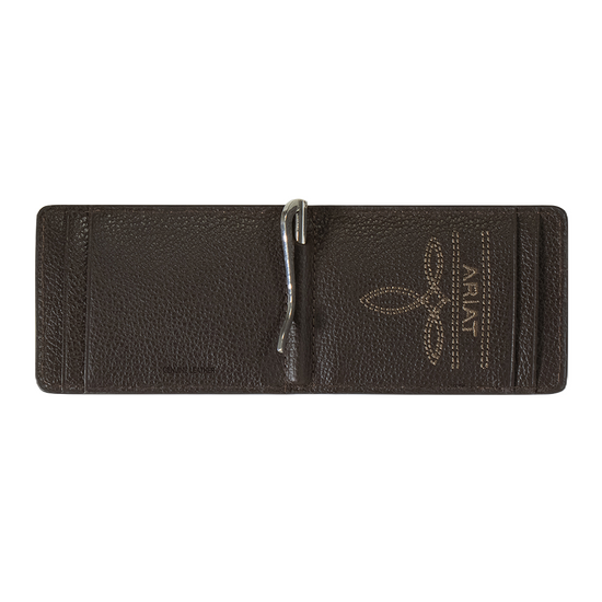 Ariat® Men's Floral Embossed  Brown Bi-Fold Money Clip A3553302