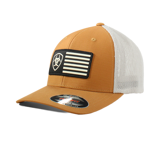 Ariat® Men's Flag Logo 6-Panel  Tan & White Snapback Cap A300065108