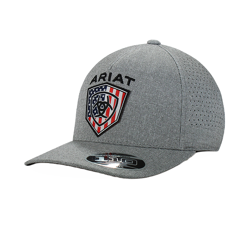 Ariat® Men's USA Flag Logo Grey Snapback Cap A300018906