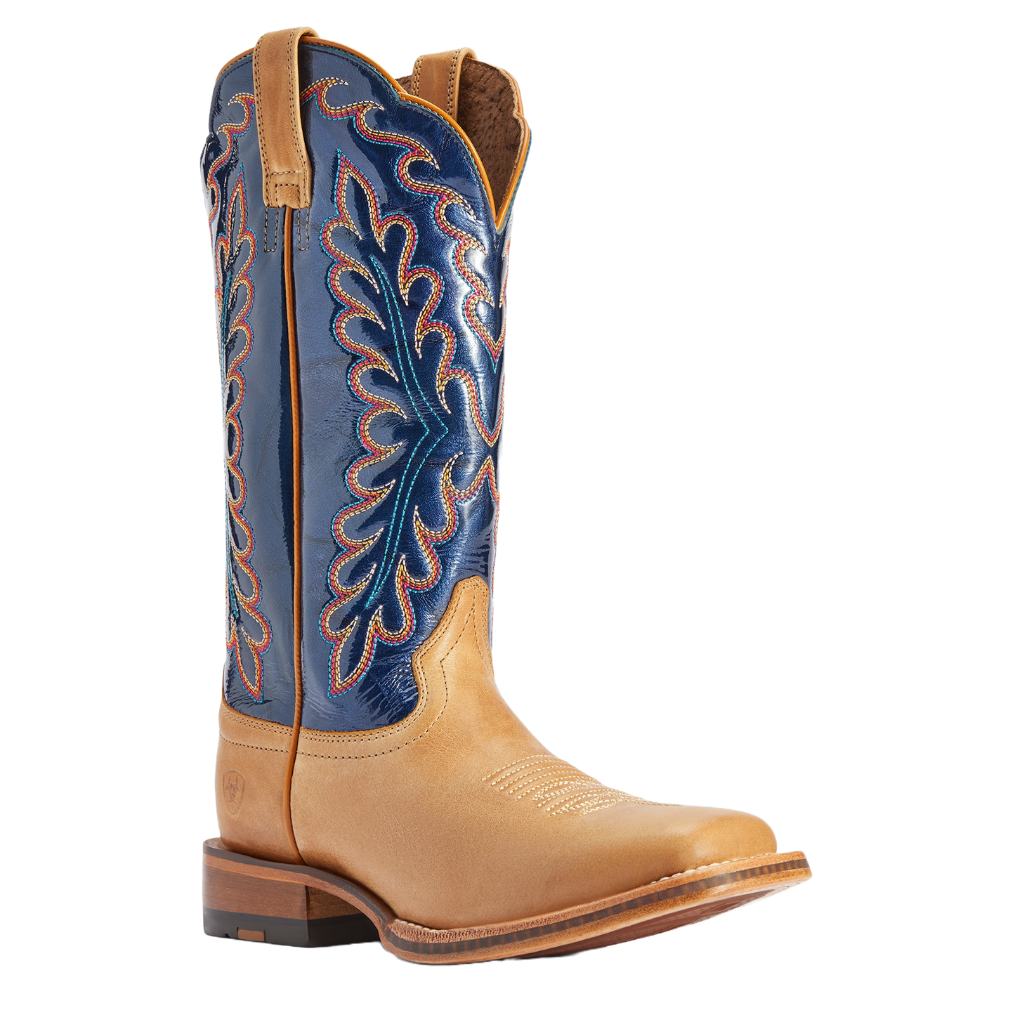 Ariat Ladies Darbie Square Toe Flaxen & Navy Patent Boots 10042388