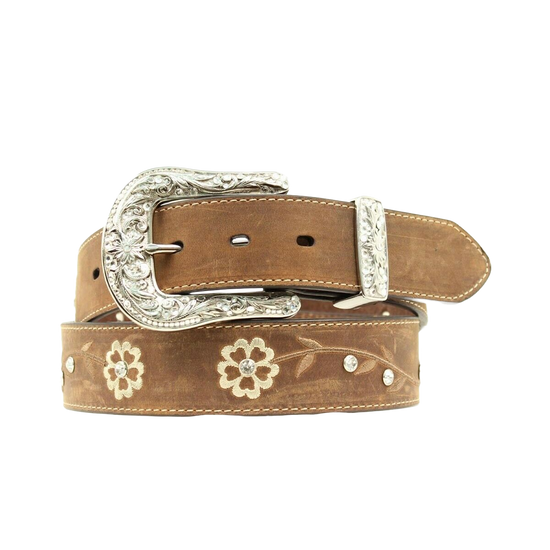 Ariat Ladies Scrolling Flowers & Concho Brown Belt A1510202