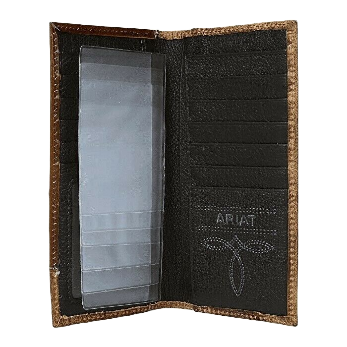 Ariat Rodeo Brown Corner Tooled Overlay w/ Concho Wallet A3532208