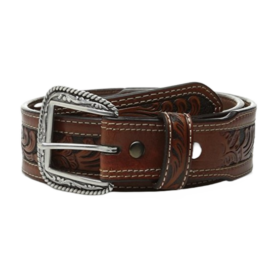 Ariat Mens Embossed Inlay Tan Leather Belt A1015008