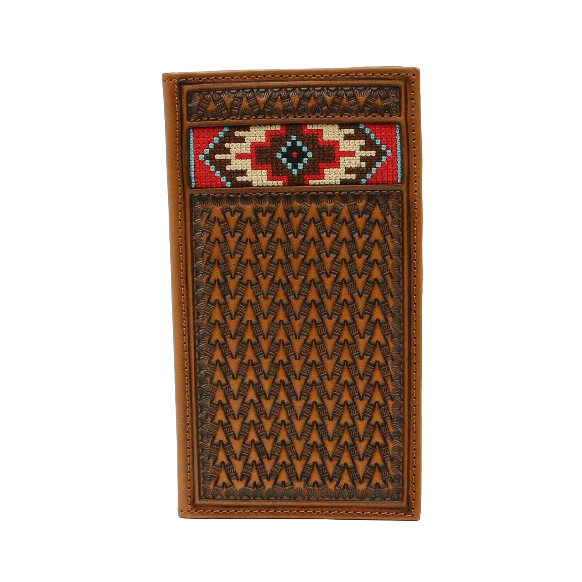 Ariat Tan Embroidered Bi-fold Rodeo Wallet w/ Aztec Inlay A3543408