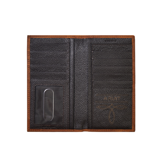 Ariat® Men's Brown Leather and Calf Hair Bi-fold Rodeo Wallet A3544144