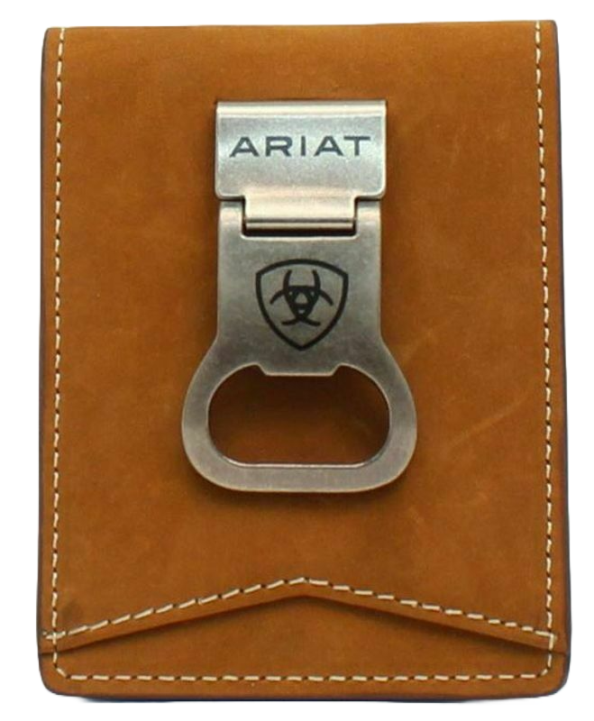 Load image into Gallery viewer, Ariat® Men&amp;#39;s Western Contrast Stitching Bi-Fold Wallet With Money Clip A3543344
