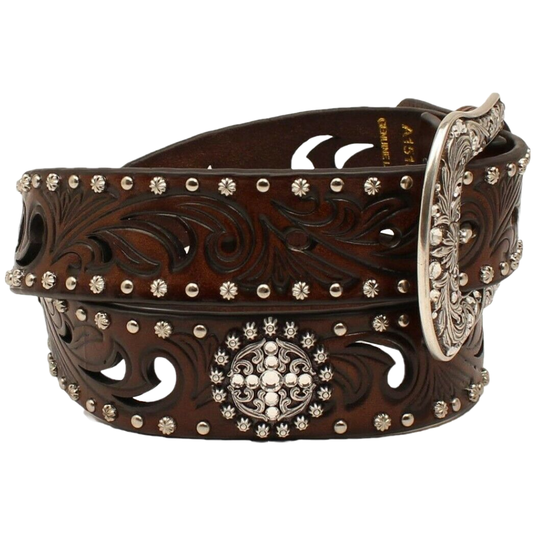 Load image into Gallery viewer, Ariat Ladies Cross Concho Embossed 1 1/2&amp;quot; Leather Belt A1518602
