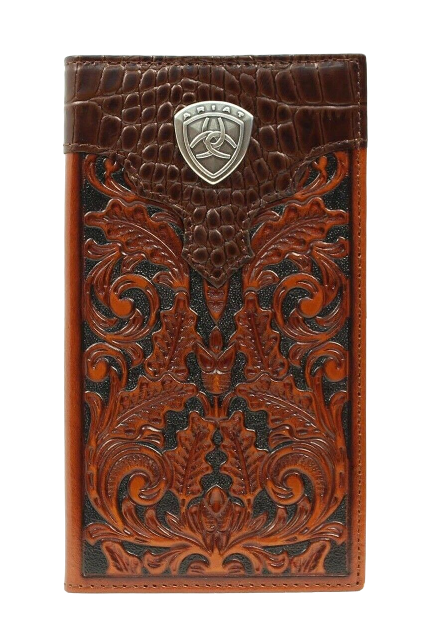 Ariat Rodeo Checkbook Wallet Ariat Western Rodeo Checkbook Wallet Oak Embossed Faux Gator Print A35 ...