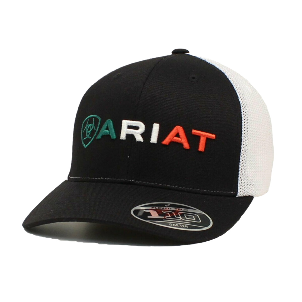 Load image into Gallery viewer, Ariat® Men&amp;#39;s Black Mexican Flag Embroidered Logo Baseball Cap A300012201
