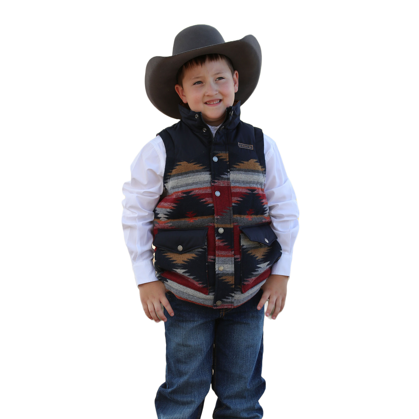 Cinch® Boy's Blue Blanket Stripe  Vest MWV5090001