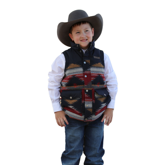 Cinch® Boy's Blue Blanket Stripe  Vest MWV5090001
