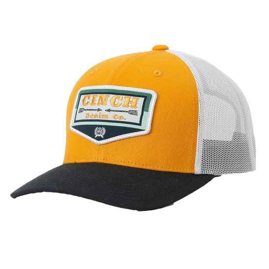 Cinch® Men's Yellow & White Logo Patch 6-Panel Trucker Hat MCC0660616
