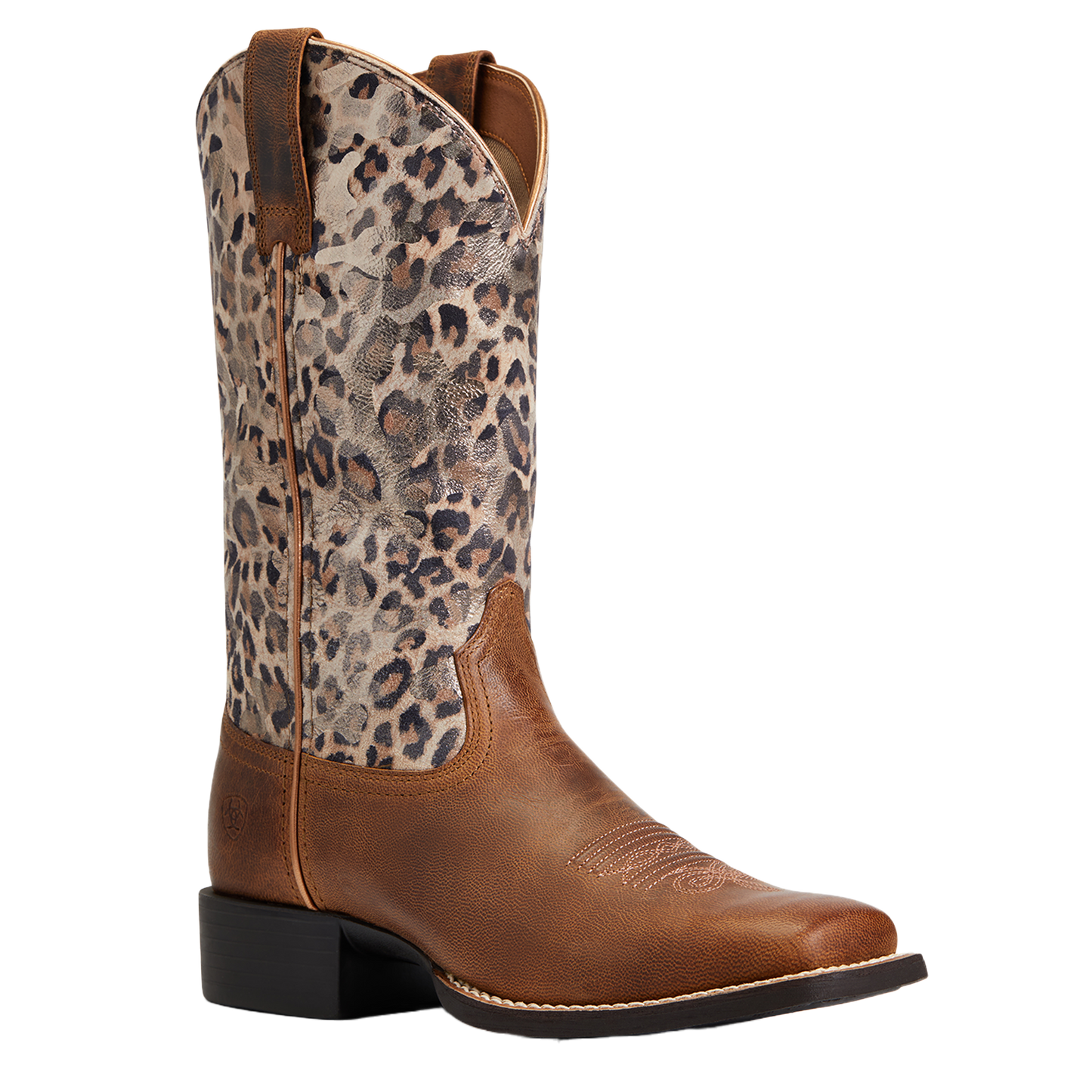 Ariat Ladies Round Up Pearl Brown & Leopard Wide Square 10040363