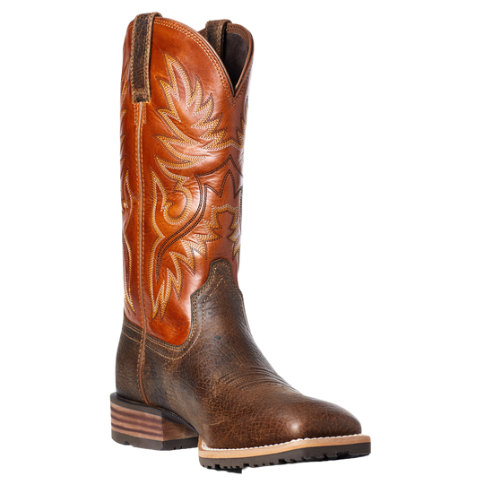 Ariat Men's Hybrid Big Boy Orange and Brown Square Toe Boots 10035925
