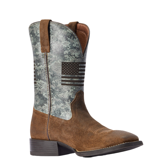Ariat Men's Sport Flying Proud Taupe & Green Camo Square Toe Boots 10042405