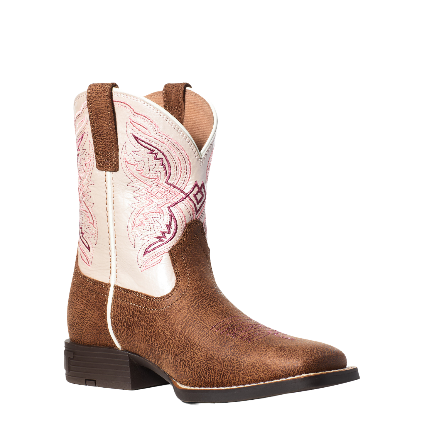 Ariat Youth Girl's Double Kicker Adobe Tan an Pink Boots 10036849