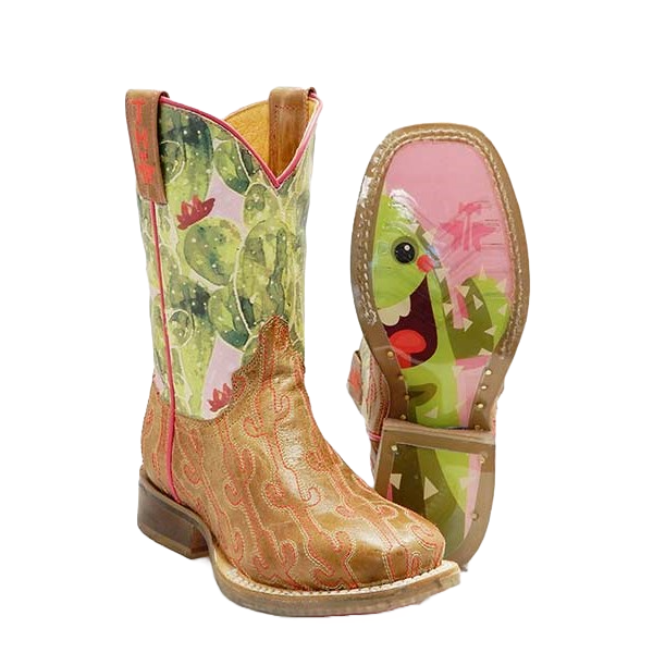 Tin Haul Girl's Lil Cactus Square Toe Western Boots 14-119-0077-0790