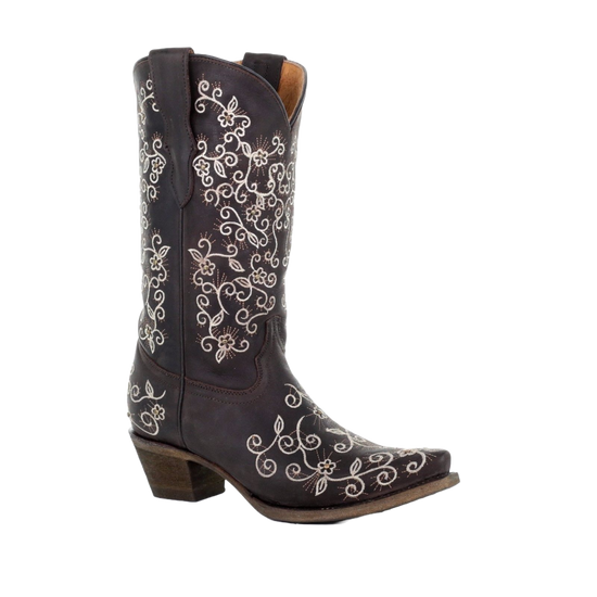 Corral Children's Brown Floral Embroidered Boot E1309