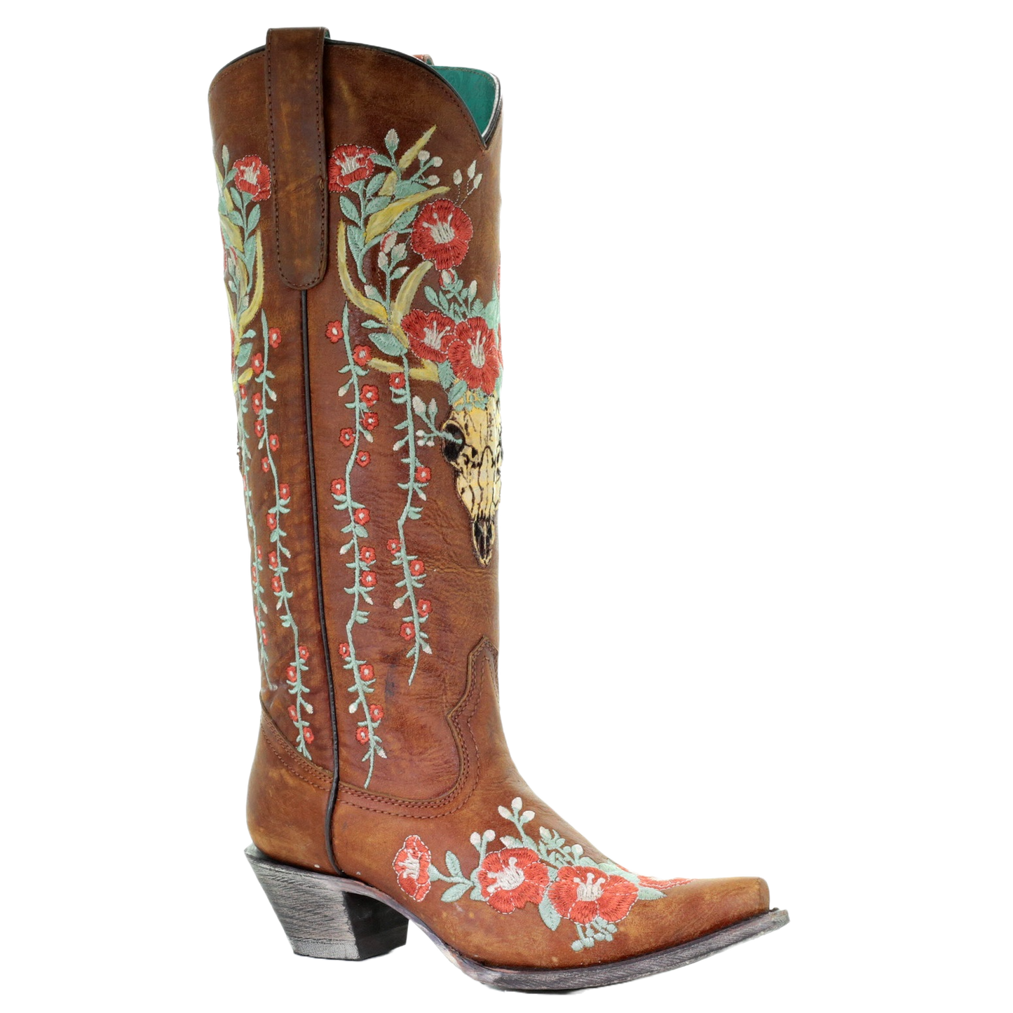 Corral Ladies Juliet Tan Deer Skull Floral Embroidery Boots A3620