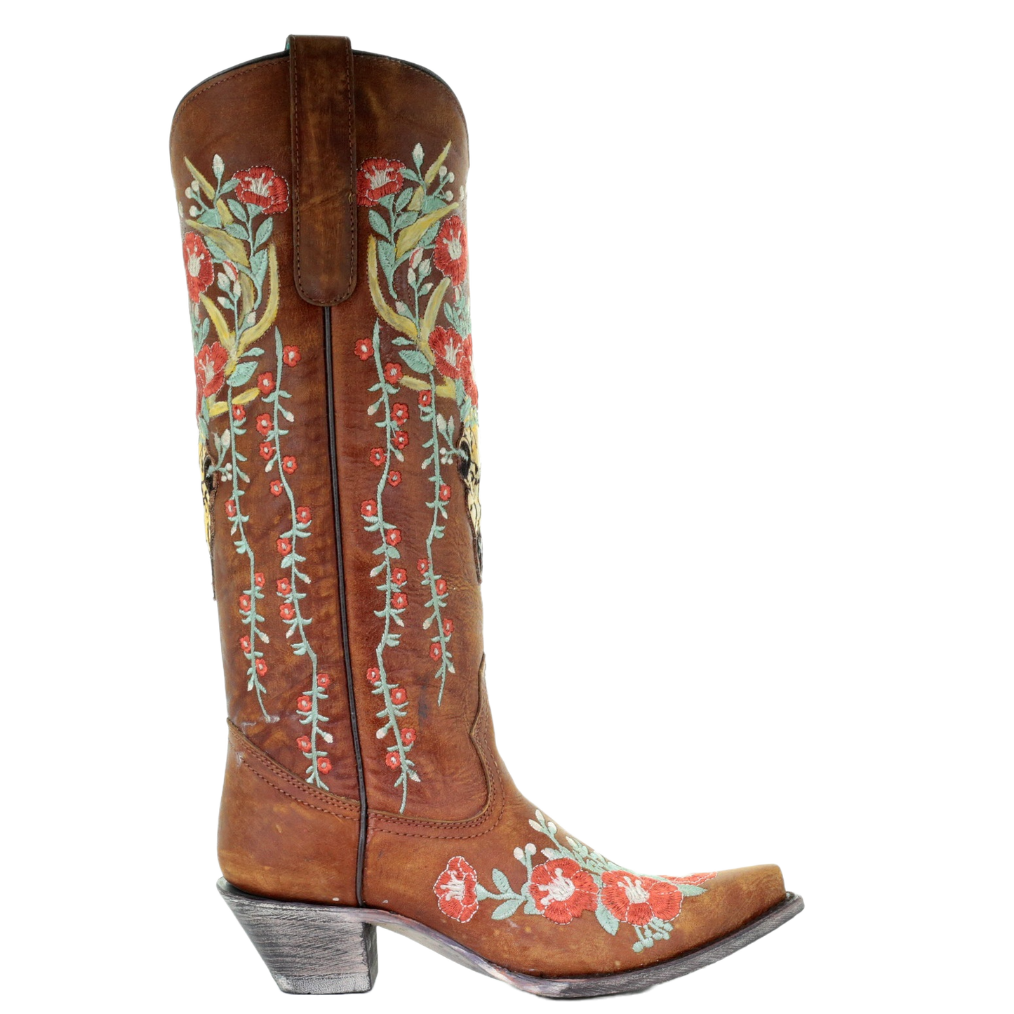 Corral Ladies Juliet Tan Deer Skull Floral Embroidery Boots A3620