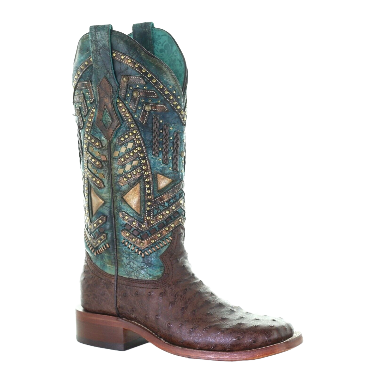 Corral Ladies Brown & Turquoise  Embroidery & Studs Boots A4059