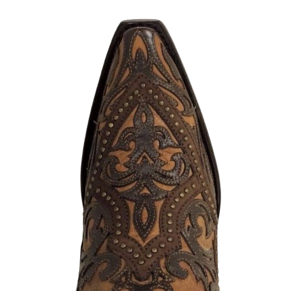 Corral Ladies Brown Full Overlay and Stud Boots G1309