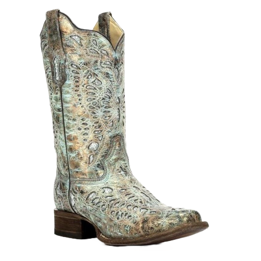 Corral Ladies Sabrina Metallic Bronze & Turquoise Glitter Boots A2955