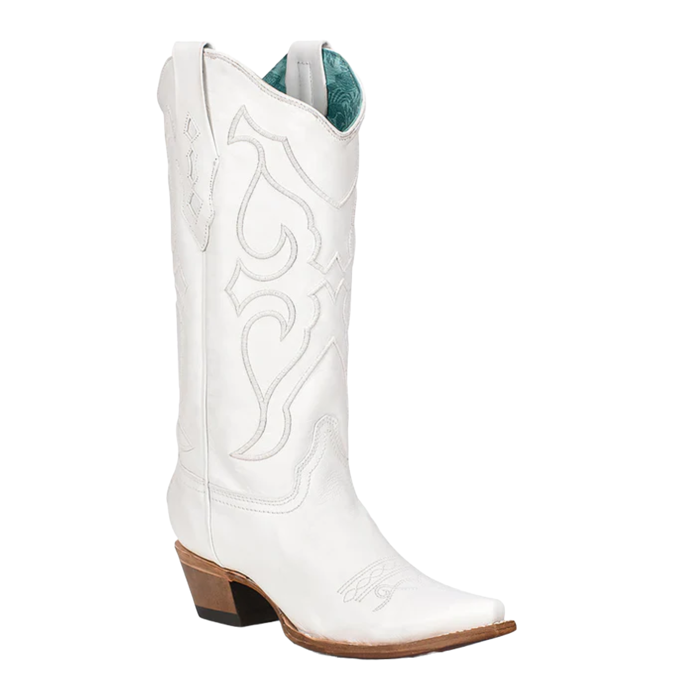 Corral® Youth Girl's White Embroidered Snip Toe Boots T0143