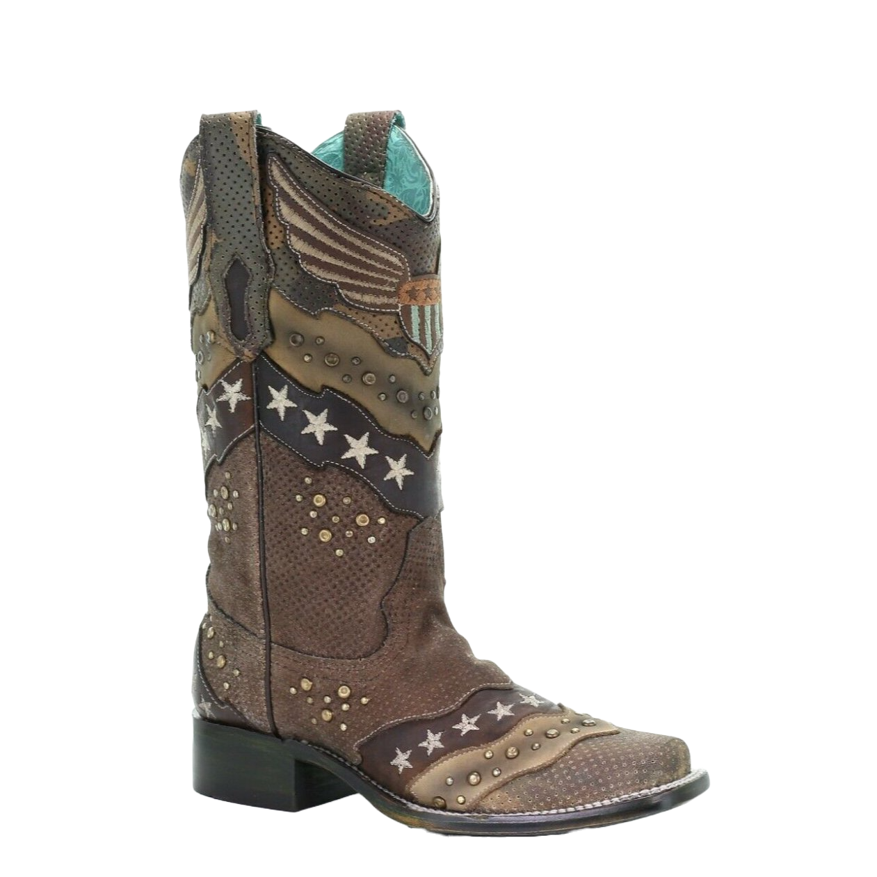 Corral Ladies Sand Overlay Embroidery & Studs Boots A3740