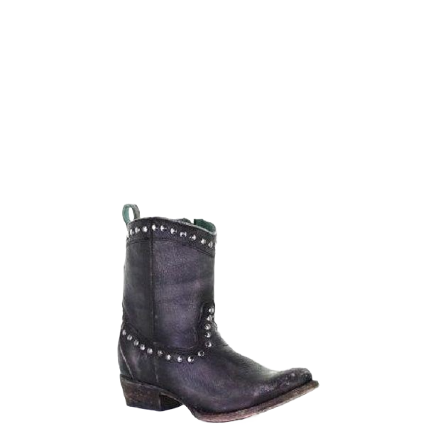Corral Ladies Black Zipper & Studs Round Toe Boots C3714
