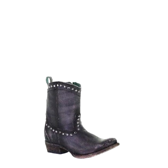 Corral Ladies Black Zipper & Studs Round Toe Boots C3714