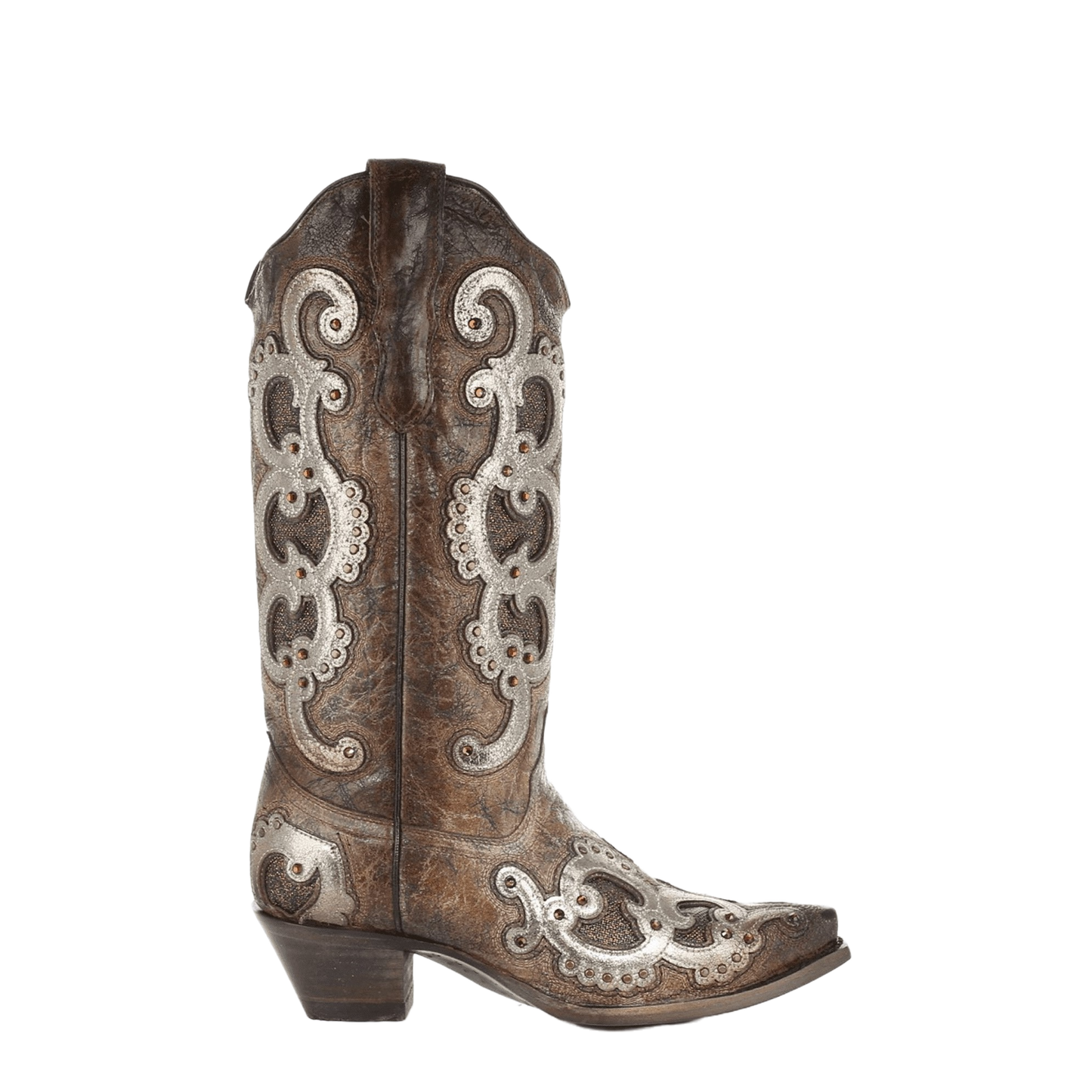 Corral Ladies Brown & Grey Overlay Embroidery & Studs Boots E1509