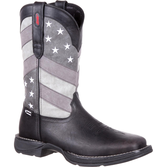 Durango Men's Rebel Faded Black & Grey Flag Square Toe Boot DDB0125