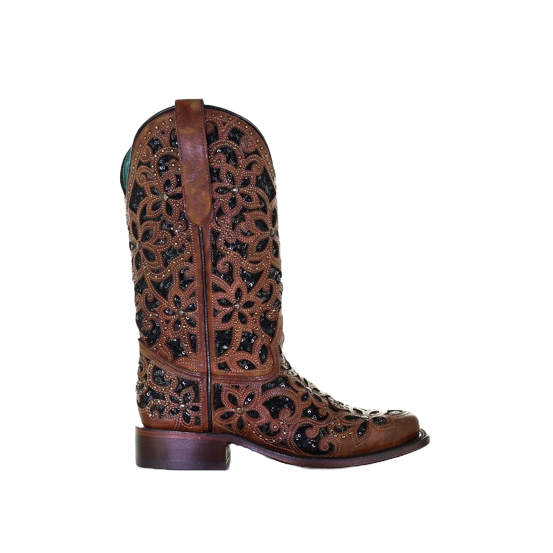 Corral Ladies Tan & Black Inlay Embroidery & Stud Boots A4129