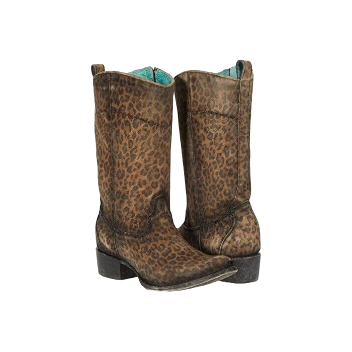 Corral Ladies Sand Cheetah Print With Zipper Round Toe Boots C3689