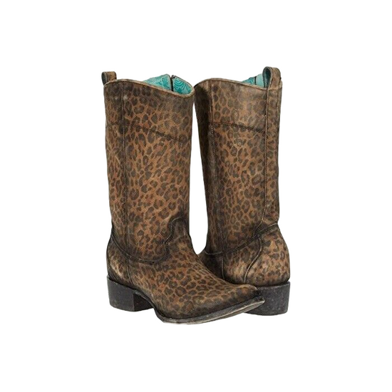 Corral Ladies Sand Cheetah Print With Zipper Round Toe Boots C3689
