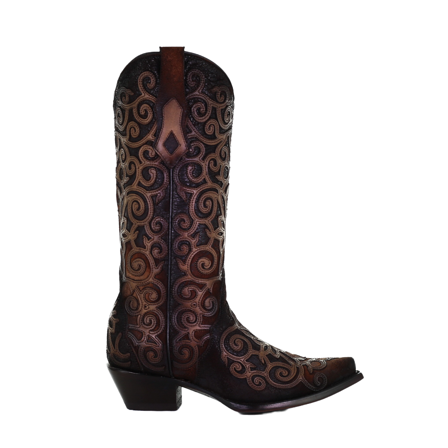 Corral Ladies Chocolate Lamb Overlay with Embroidery Boots C3744