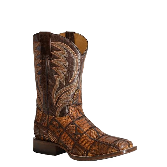 Roper Men's Python Check Brown Square Toe Boots 09-020-6510-8224