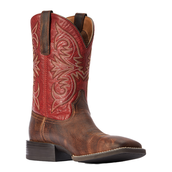 Ariat® Men's Sport Pardner Matte Brown & Red Square Toe Boots 10042391