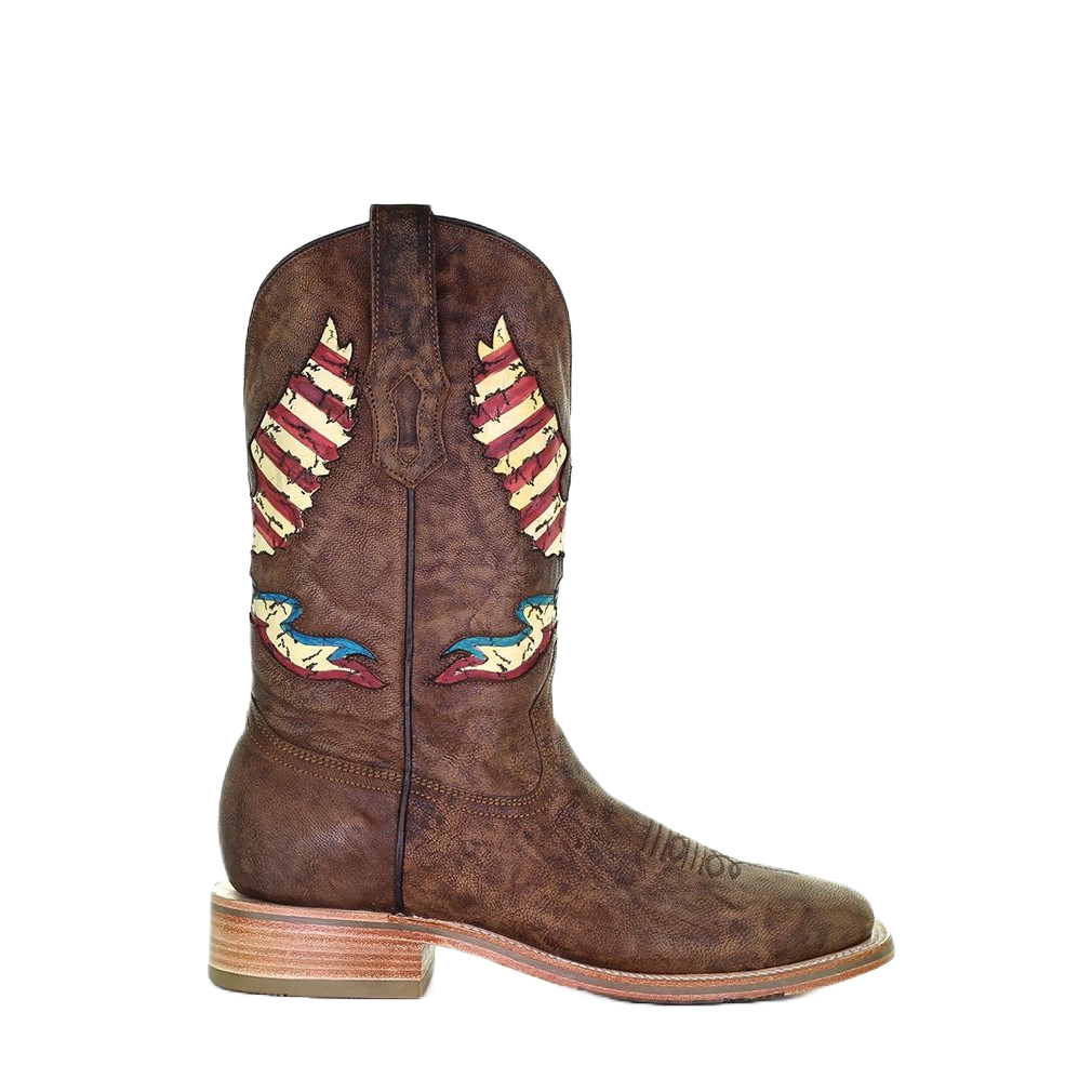 Corral Men's Eagle Inlay Brown Square Toe Boots A4106