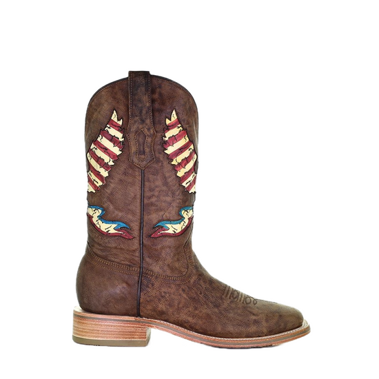 Corral Men's Eagle Inlay Brown Square Toe Boots A4106