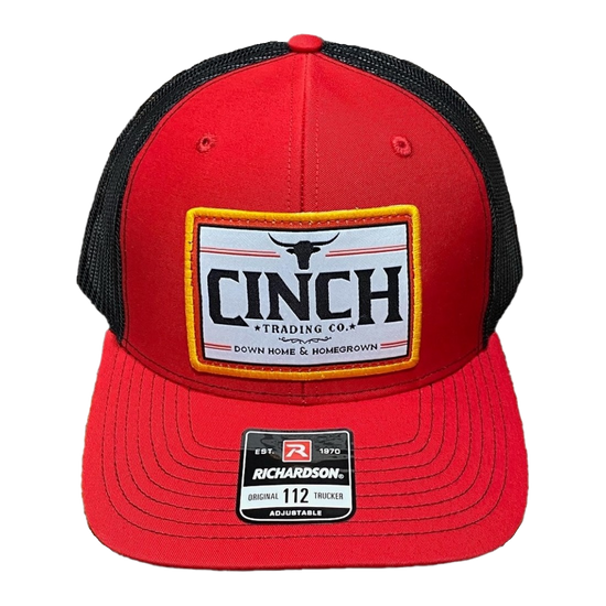 Cinch Men's Red and Black Snapback Patch Trucker Cap MCC0800004
