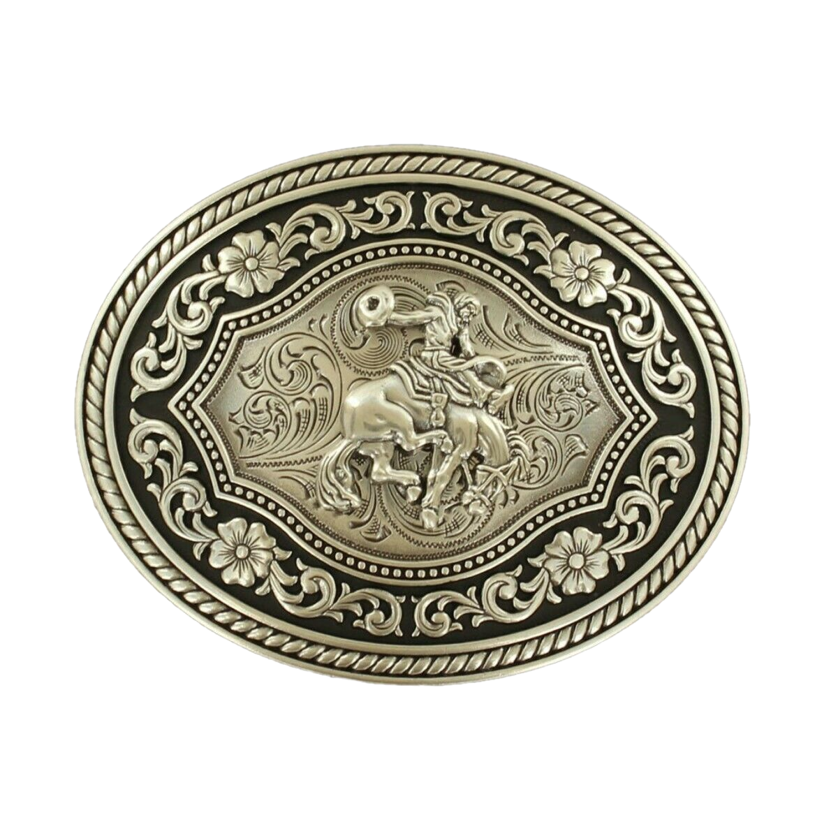 Load image into Gallery viewer, Nocona Silver Scroll &amp;amp; Cowboy  Belt Buckle 37709
