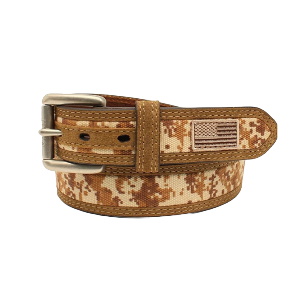 Ariat Men's Digital Camo USA Flag Medium Brown Belt A1035044