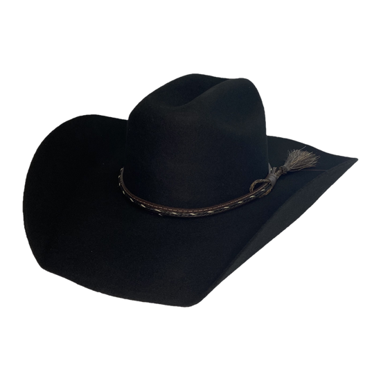 Justin Bent Rail 2X Wool Braided Horse Hair Band Black Western Hat JF021WWISP