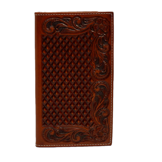 Load image into Gallery viewer, Ariat® Men&amp;#39;s Rodeo Basket Weaved Floral Embossed Wallet A3544208

