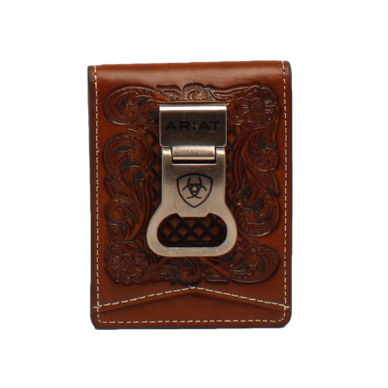 Load image into Gallery viewer, Ariat® Men&amp;#39;s Floral Embossed Bifold Money Clip Wallet A3544408
