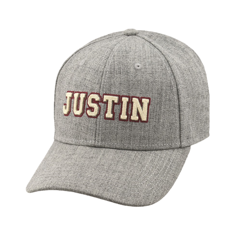 Justin Men's Embroidered Logo Grey and Red Snapback Cap JCBC717