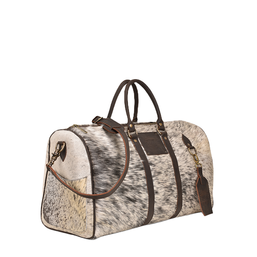 Corral Brown and White Hair On Duffle Bag D1297