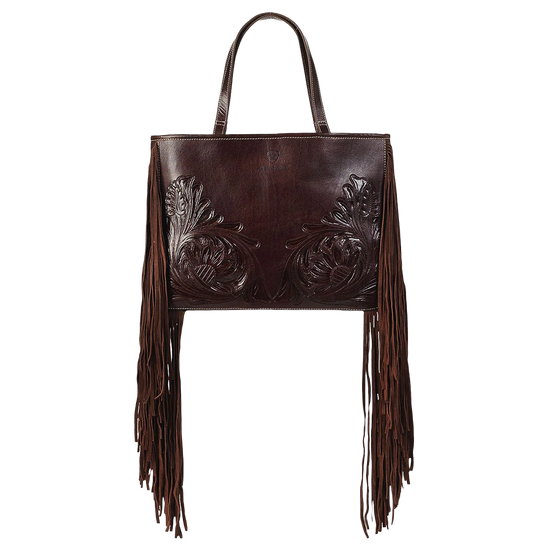 Ariat Ladies Victoria Tooled Leather Fringe Brown Tote Bag A770009302